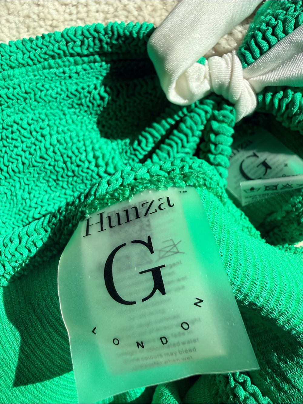 Hunza G Green Bikini set with front Tie